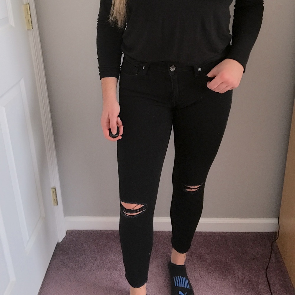 Banana Republic Premium Denim Black Rip Knee Jeans